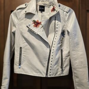 new It Has Been Tried On Before Embroidered White Jacket with Stud Details